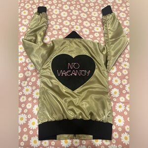 Valfre Metallic Gold Bomber Jacket with Black Heart